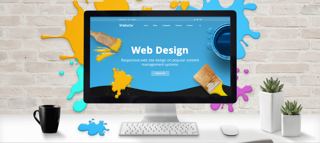 Site em construção numa tela de computador